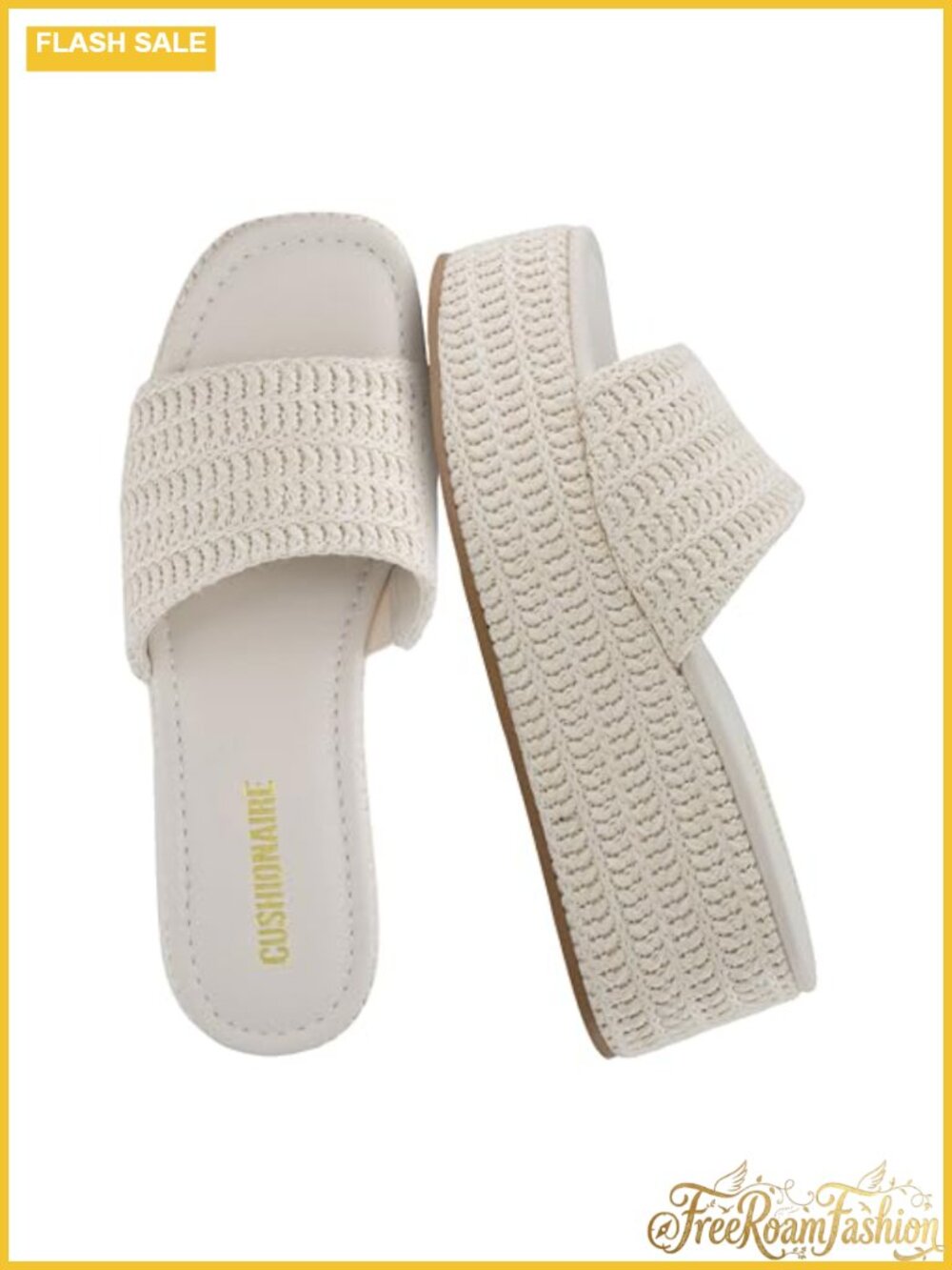 Platform Espadrille Slip On Sandal Knit Raffia Wide Band Memory Foam Casual